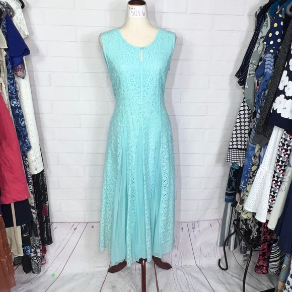 👗 |•PHOOL•| Aquamarine Blue Feminine Dress Size Small - Picture 1 of 9